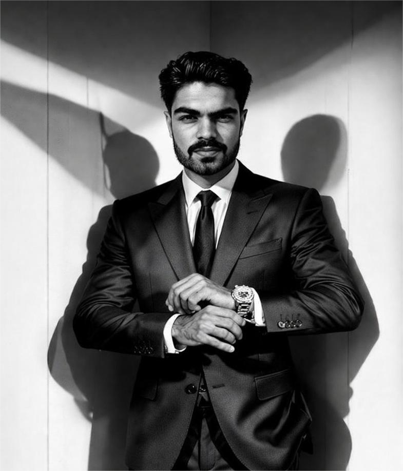 Dramatic portrait with contrasting shadows